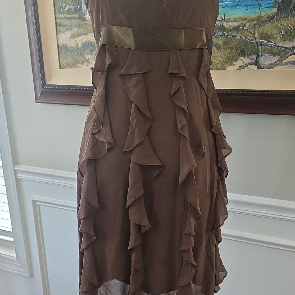 BCBGMaxAzria Brown Ruffle Mini Dress - Picture 8 of 8